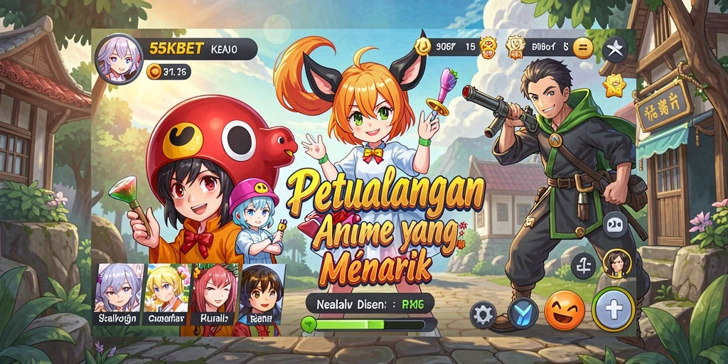 Tampilan gameplay menarik dalam 55KBET dengan karakter anime yang dinamis.