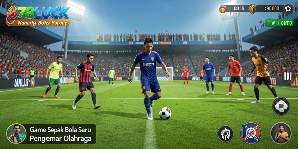 Screenshot utama gameplay 678LUCK saat pertandingan sepak bola.
