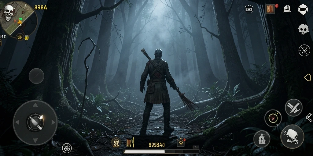 Tampak gameplay menyeramkan di dunia penuh kegelapan.