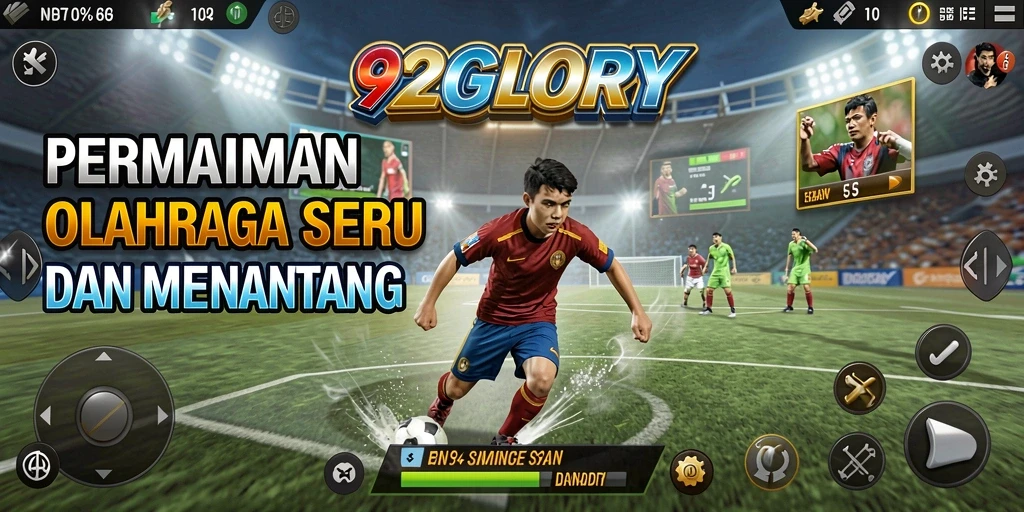 Tangkapan layar utama gameplay 92GLORY menampilkan aksi olahraga yang mendebarkan.