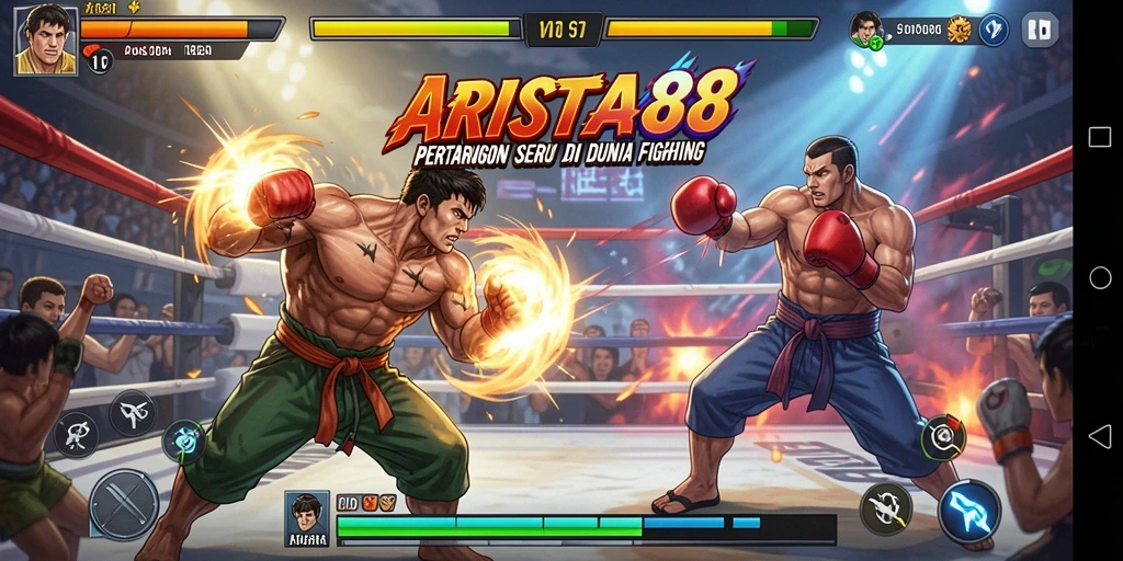 Gameplay ARISTA88 menampilkan pertarungan intens antara para karakter yang kuat.