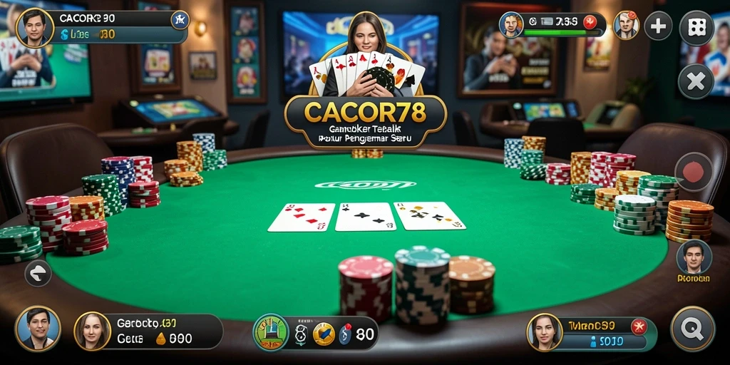 Tangkapan layar utama CACOR78 menampilkan gameplay Poker yang seru dan menantang.
