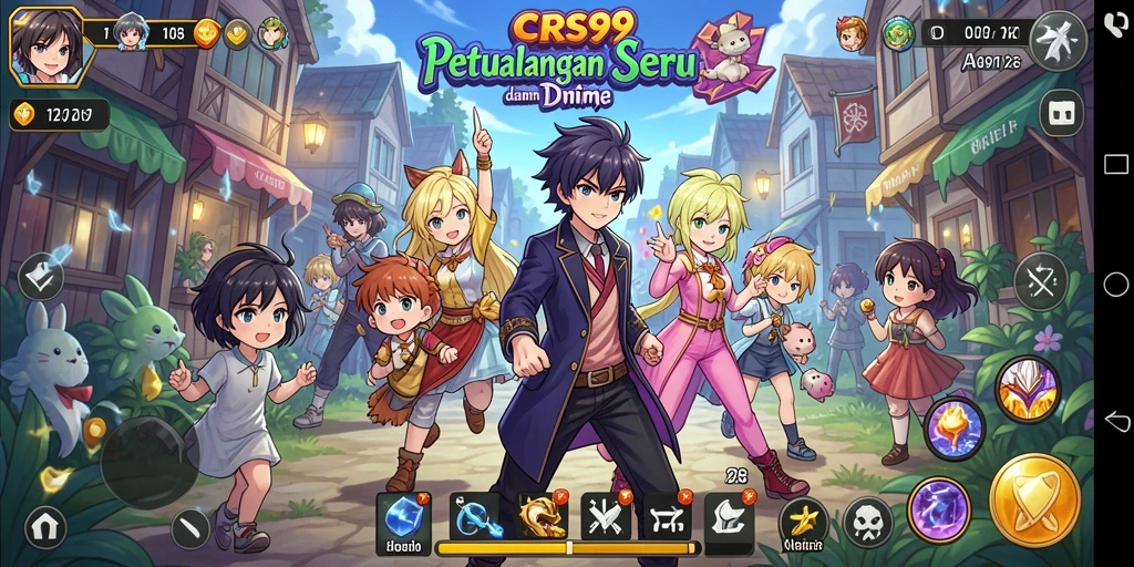 Tampilan layar utama <strong>CRS99</strong> menampilkan karakter Anime dalam aksi.