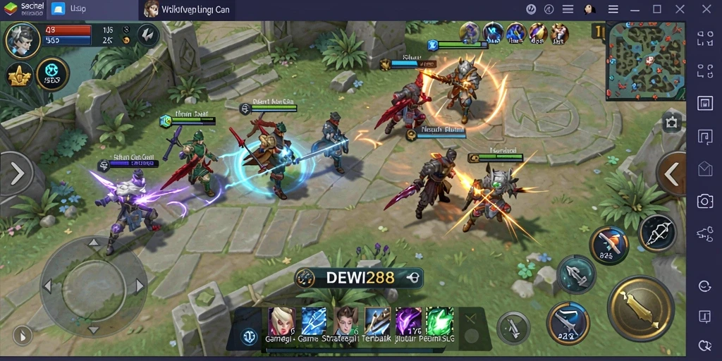 Tampilan gameplay menarik dalam DEWI288, menawarkan pengalaman SLG yang mendalam.