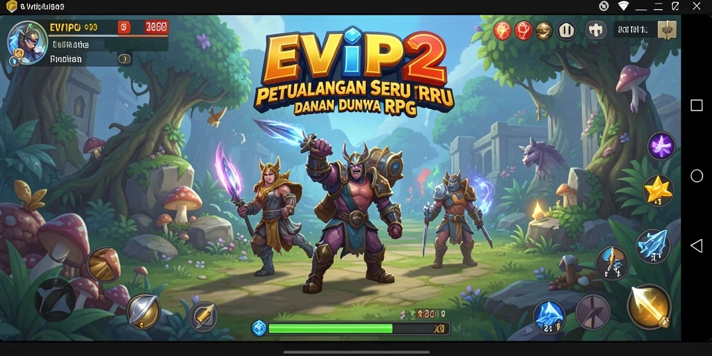 Screenshot EVIP2 menampilkan aksi pertarungan RPG yang mendebarkan.