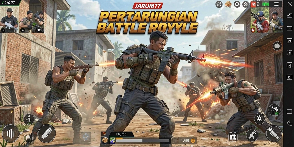 Tampilan seru gameplay Battle Royale di JARUM77.