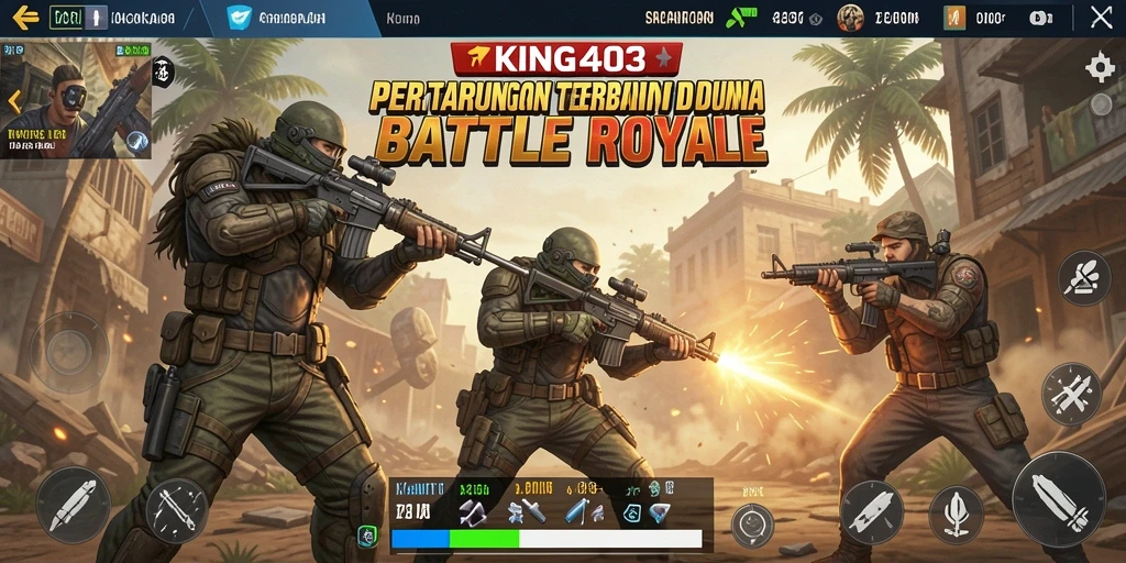 Tangkapan layar pertarungan seru dalam KING403 Battle Royale.