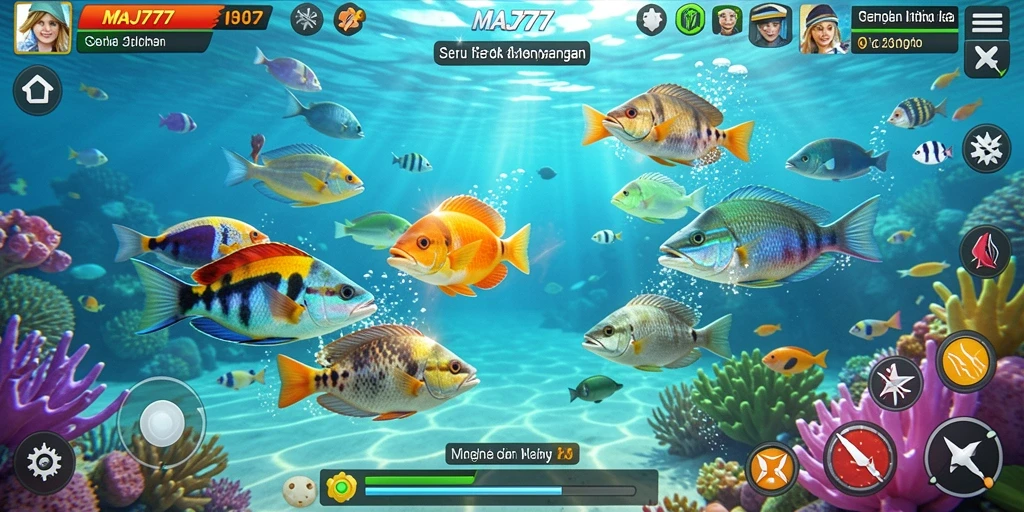 Tangkapan layar dari gameplay Tembak Ikan yang seru.