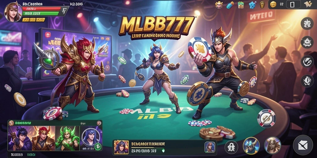 Screenshot gameplay MLBB777 yang menunjukkan dealer langsung berinteraksi dengan pemain.