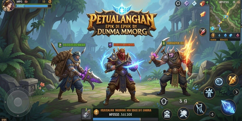 Screenshot gameplay MPO555 menunjukkan aksi pertarungan seru di dunia MMORPG.