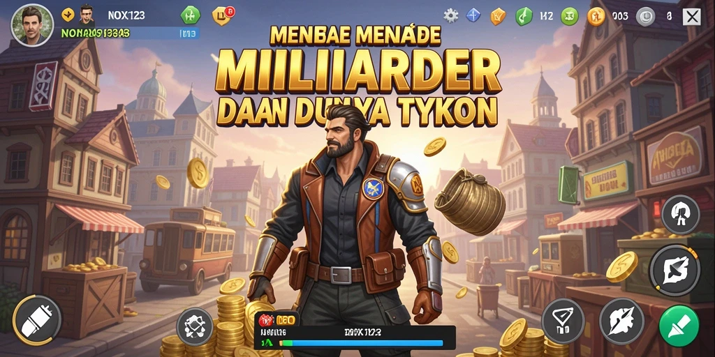 Gameplay Tycoon yang mendebarkan dengan berbagai pilihan bisnis.