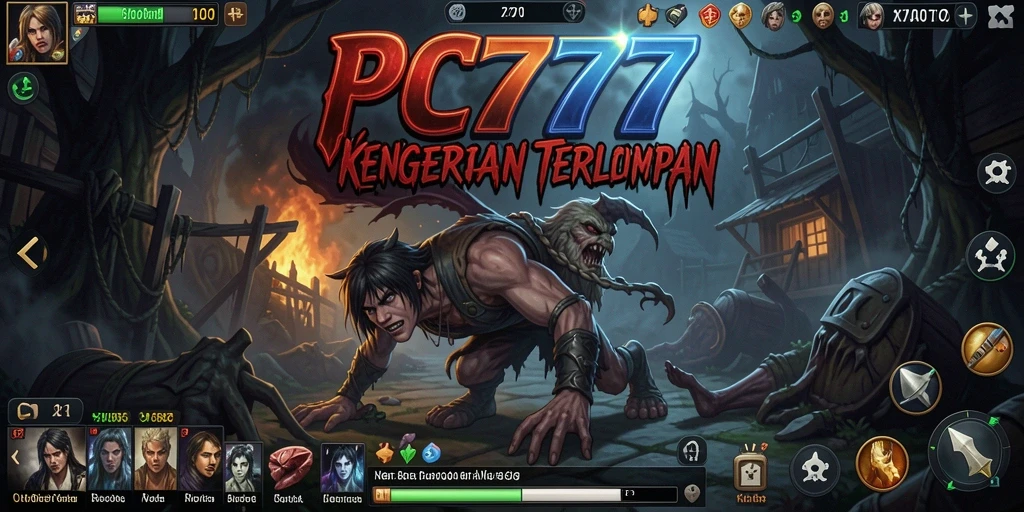 Screenshot gameplay PC777 menunjukkan momen menegangkan di dalam kegelapan.