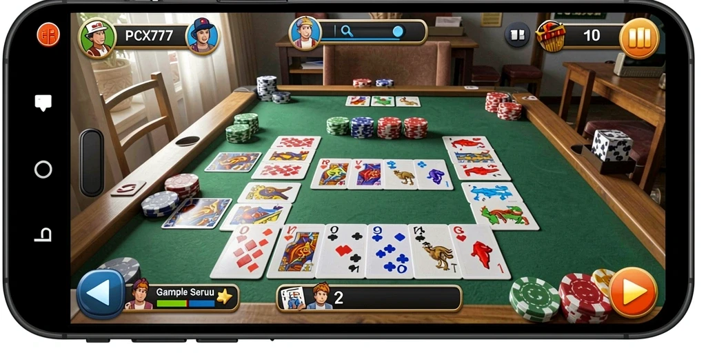 Tampilan gameplay seru dan interaktif Gaple di PCX777.