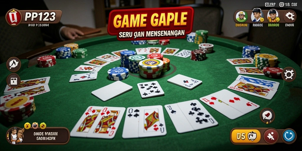 Gameplay PP123 yang menampilkan serunya permainan Gaple.