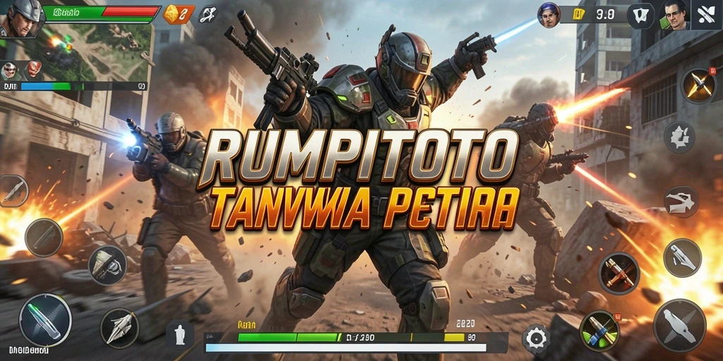 Gameplay RUMPITOTO yang intens dan mendebarkan dalam aksi pertempuran.
