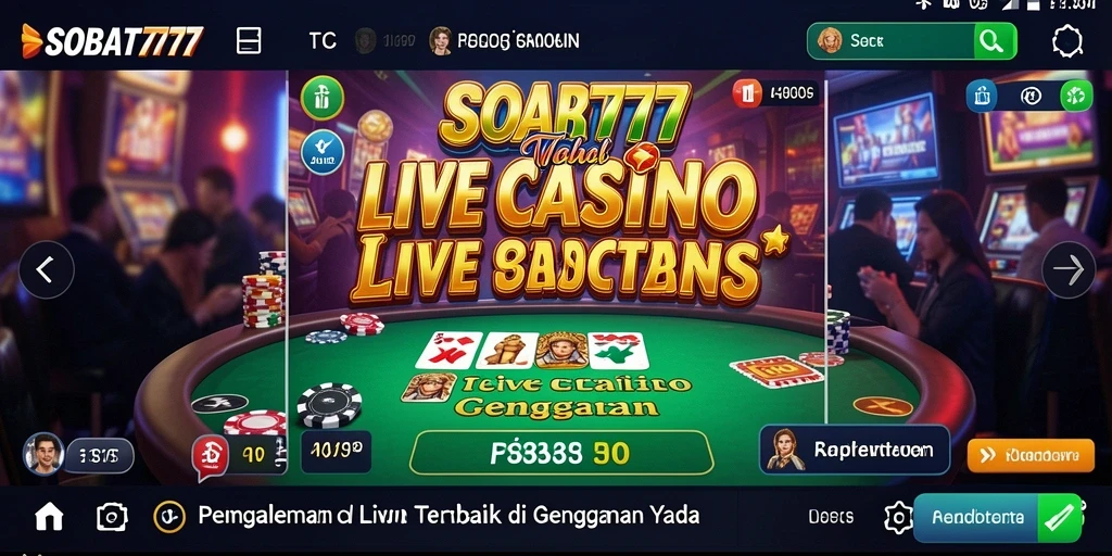 Screenshot gameplay SOBAT777 menampilkan dealer langsung dan permainan yang mengasyikkan.
